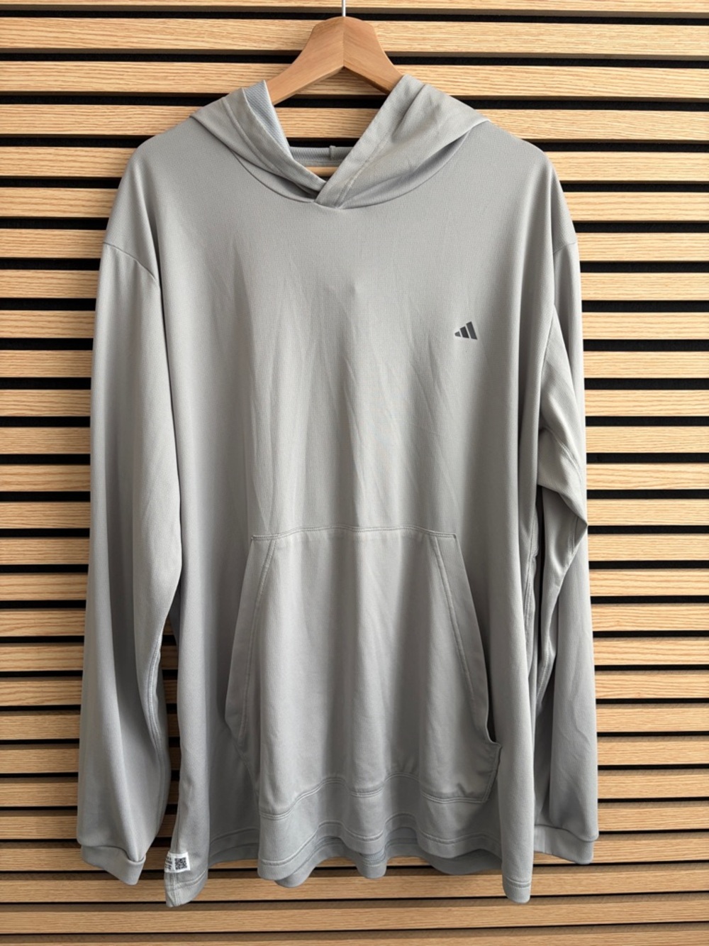 adidas Men's Light Gray Hooded Pullover Sweatshirt